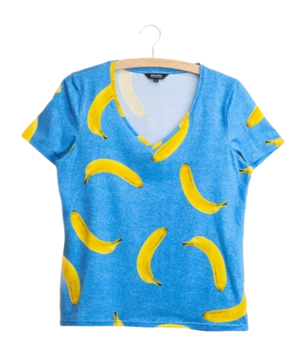 T-Shirt V-Neck SNURK Women Banana Blue