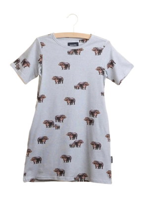 T-Shirt Kleid SNURK Hippos Kinder Grau