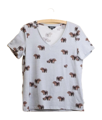 T-Shirt V-Neck SNURK Women Hippos