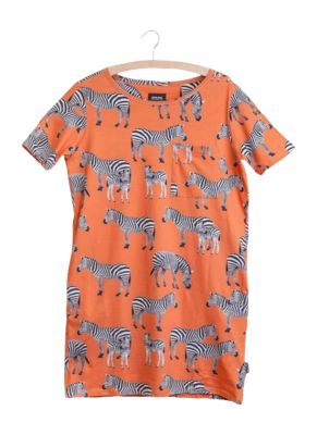 T-Shirt Kleid SNURK Zebras Damen Orange