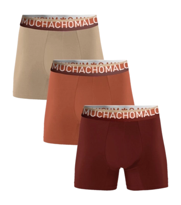 Boxershort Muchachomalo Men Cotton Solid Red/Orange/Beige (3-Pack)