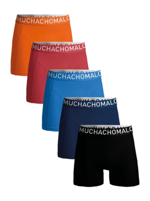 Boxershort Muchachomalo Men Light Cotton Solid Black/Blue/Red/Orange (5-Pack)