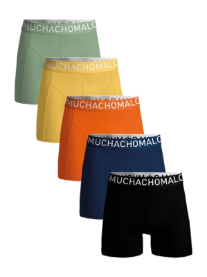 Boxershort Muchachomalo Men Light Cotton Solid Black/Blue/Orange/Yellow/Green (5-Pack)
