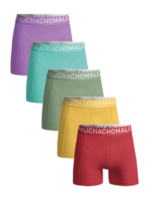 Boxer Shorts Muchachomalo Men Light Cotton Solid Red/Yellow/Green/Blue/Purple (5-Pack)