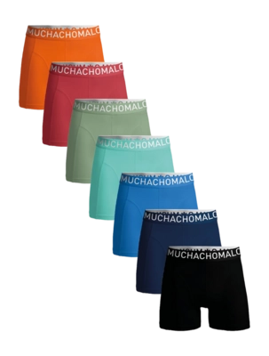 Boxer Shorts Muchachomalo Men Light Cotton Solid Black/Blue/Green/Red/Orange (7-Pack)