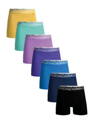 Boxer Shorts Muchachomalo Men Light Cotton Solid Black/Blue/Purple/Yellow (7-Pack)