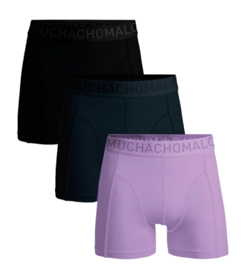Boxer Shorts Muchachomalo Men Microfiber Solid Black/Purple/Lilac (3-Pack)