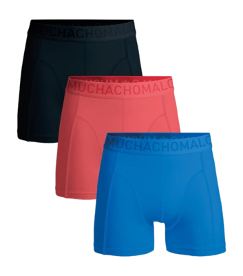Boxer Shorts Muchachomalo Men Microfiber Solid Black/Pink/Blue (3-Pack)