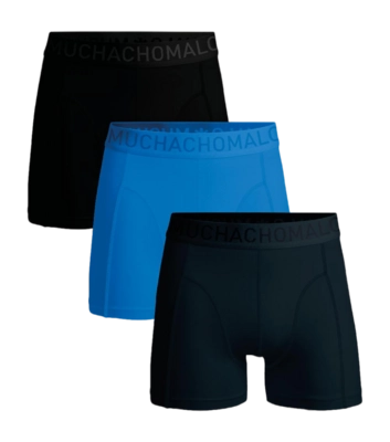 Boxer Shorts Muchachomalo Men Microfiber Solid Black/Blue (3-Pack)