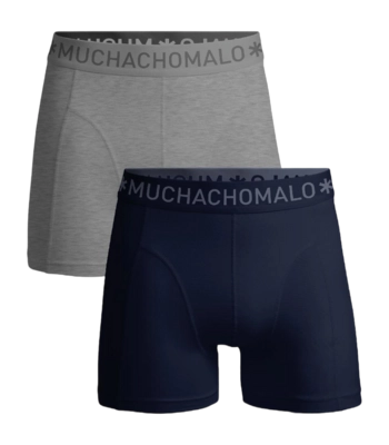 Boxershort Muchachomalo Men Solid Blue/Grey Melange (2-Pack)