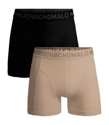 Boxershort Muchachomalo Men Solid Beige/Black (2-Pack)