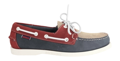 Sebago Men Portland Spinnaker Nubuck Light Grey Smoke Red