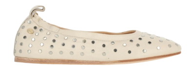 Fred de la Bretoniere Women Elodie Stud Ballerina Leather Beige
