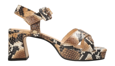Fred de la Bretoniere Women Ekam Plateau Sandal Printed Leather Brown
