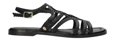 Fred de la Bretoniere Women Ero Greek Sandal Woven Leather Black
