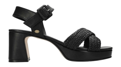 Fred de la Bretoniere Damen Ekam Plateau Sandal Woven Leather Black