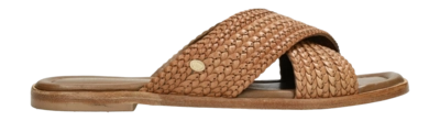 Tongs Fred de la Bretoniere Femme Ero Cross Slipper Woven Leather Cognac
