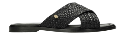 Fred de la Bretoniere Damen Ero Cross Slipper Woven Leather Black