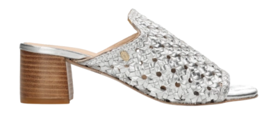 Fred de la Bretoniere Women Elicia Mule Slipper Woven Leather Silver