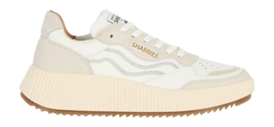 Baskets Shabbies Amsterdam Femme Chavi Ziggi Sneakers Nubuck Blanc Beige
