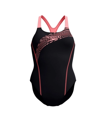 Badeanzug Speedo Eco Medley Logo Medalist 1P Damen Black / Pink