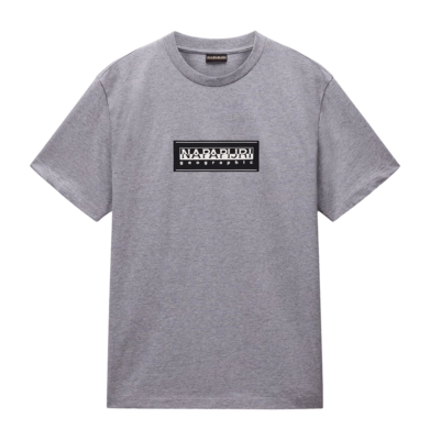 T-Shirt Napapijri Box Logo SS Herren Medium Grey Melange