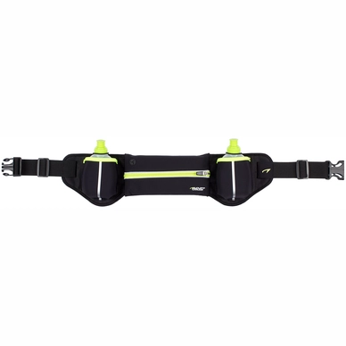 Hardloopriem Avento 2 Drinkflessen Zwart Fluorgeel Zilver
