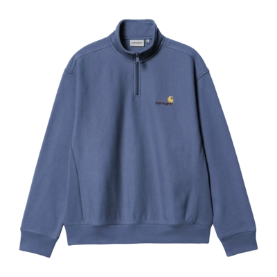 Pull Carhartt WIP Unisexe Demi-Zip American Script Bleu Iris