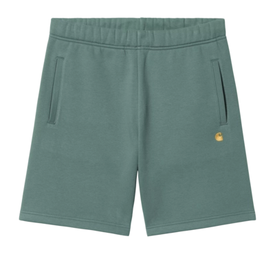 Shorts Carhartt WIP Unisex Chase Sweat Silver Pine / Gold