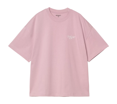 T-Shirt Carhartt WIP Unisex S/S Signature Schriftzug Hortensie / Weiß