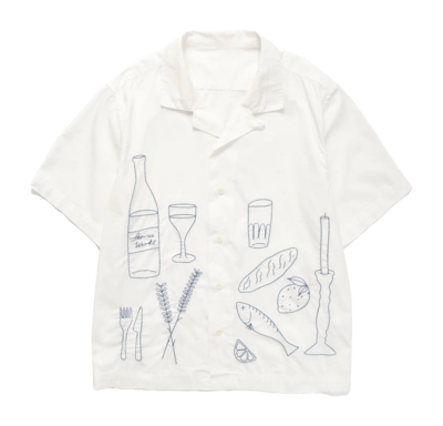 Shirt Service Works Unisex Light Twill Picnic Short Sleeve Off White