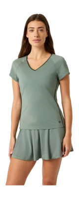 Tennisshirt Björn Borg Ace V-Neck T-Shirt Damen Agave Green