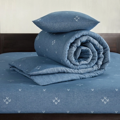Bettwäsche De Witte Lietaer Snow Nightshadow Blue Baumwolle Flanell Jacquard