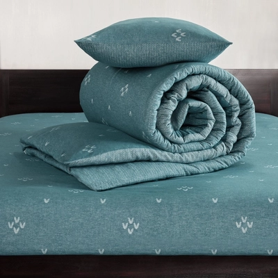 Bettwäsche De Witte Lietaer Snow Pagoda Blue Baumwolle Flanell Jacquard