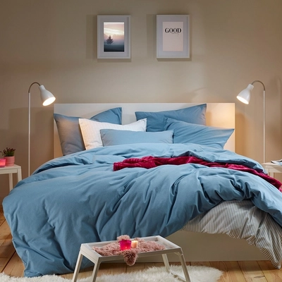 Bettwäsche MOODIT Freya Stone Blue Baumwolle Biber