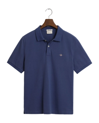 Polo Shirt Shirt GANT Men Reg Shield Ss Pique Polo Shirt Dusty Navy 25