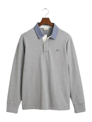 Polo GANT Men Reg Chambray Heavy Rugger Grey Melange 25