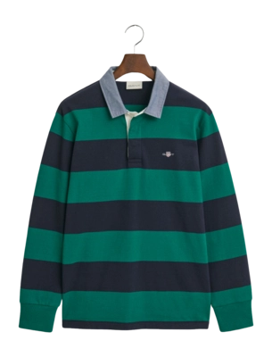 Polo GANT Men Reg Chambray Stripe Heavy Rugger Butternut Green 25
