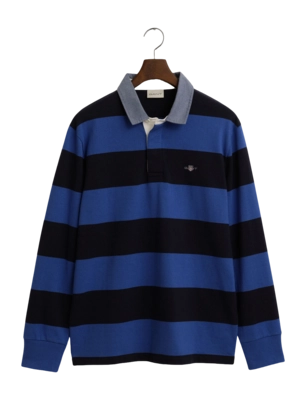 Polo GANT Men Reg Chambray Stripe Heavy Rugger Rich Blue 25
