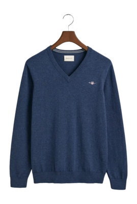 Pull GANT Homme Classic Cotton V-Neck Dark Jeansblue Melange 25