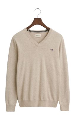 Trui GANT Men Classic Cotton V-Neck Light Beige Melange 25