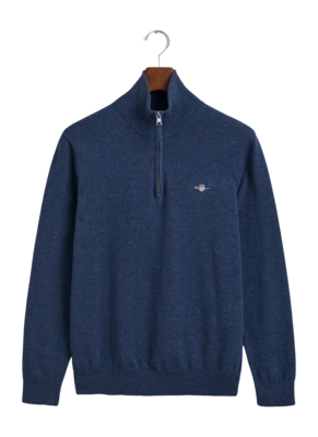 Pull GANT Homme Classic Cotton Half Zip Dark Jeansblue Melange 25
