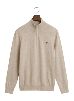 Jumper GANT Men Classic Cotton Half Zip Light Beige Melange 25