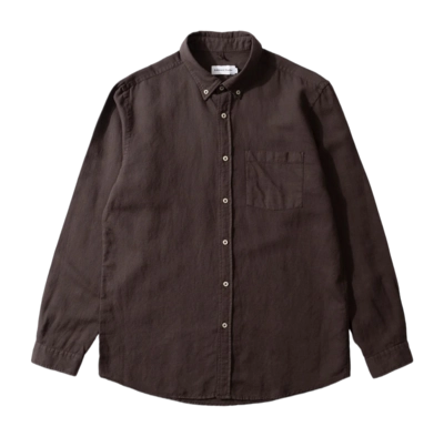 Shirt Edmmond Studios Men Linen Plain Chocolate