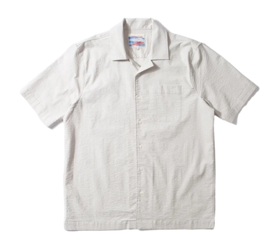 Shirt Edmmond Studios Men Seer Sucker Short Sleeve Plain Grey