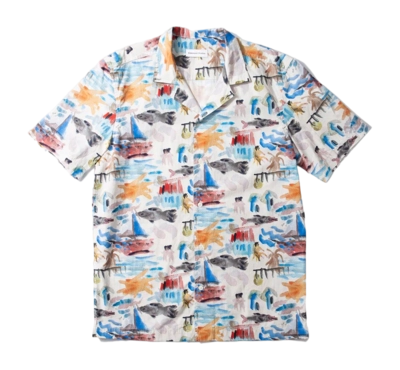 Chemise Edmmond Studios Homme Holidays Short Sleeve Plain Off White