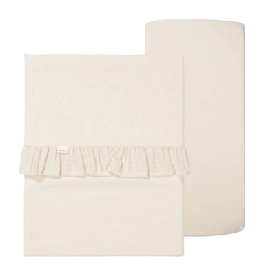 Wieglaken en Hoeslaken Set Koeka Ruffle Faro Warm White