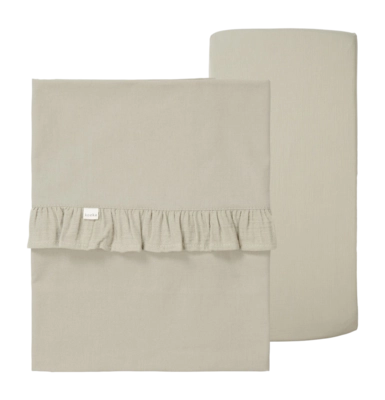 Ledikantlaken en Hoeslaken Set Koeka Ruffle Faro Sage