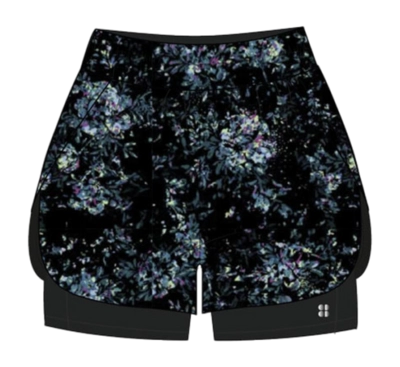 Short Sweaty Betty Femme Nouveau Prix Moyen Course Noir Imprimé Pivoine