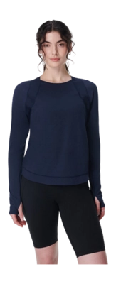 Long Sleeve T-Shirt Sweaty Betty Women Breathe Easy Top Navy Blue